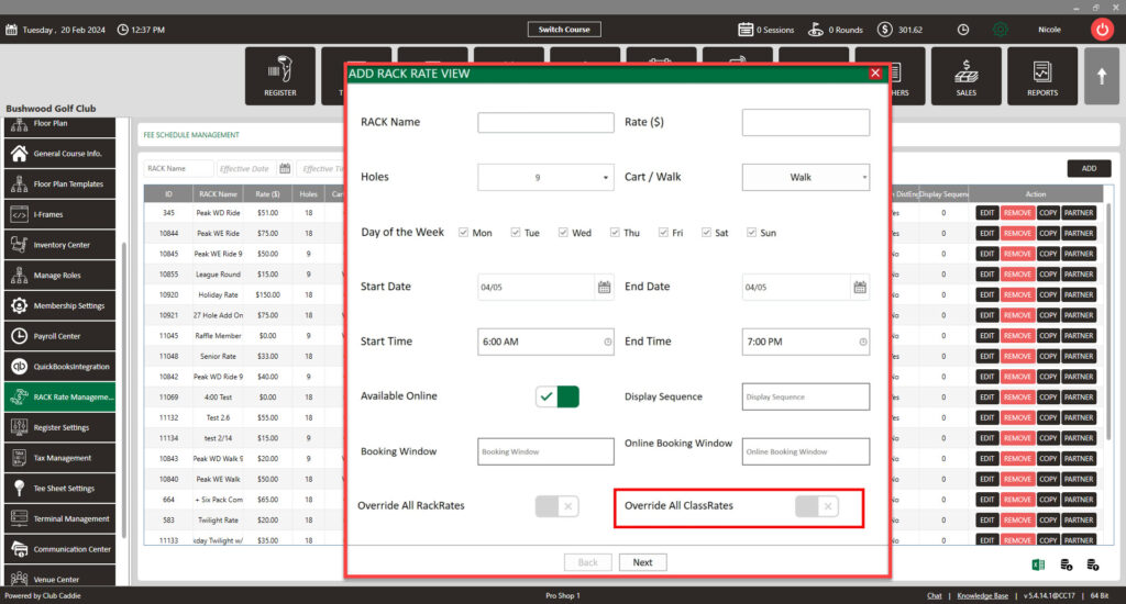 Holiday Rack Rate